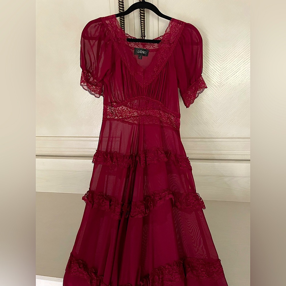 DollsKill/Widow Wine Lace Maxi Dress- Excellent Condition!